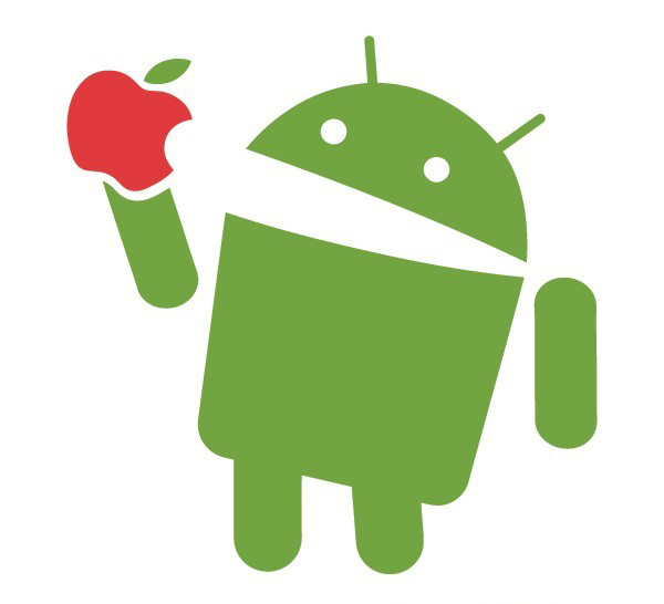 AndroidStickers.com Android eat apple mini